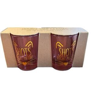 Right Meow Double Shot Glasses Pink Set of 2 New In Box